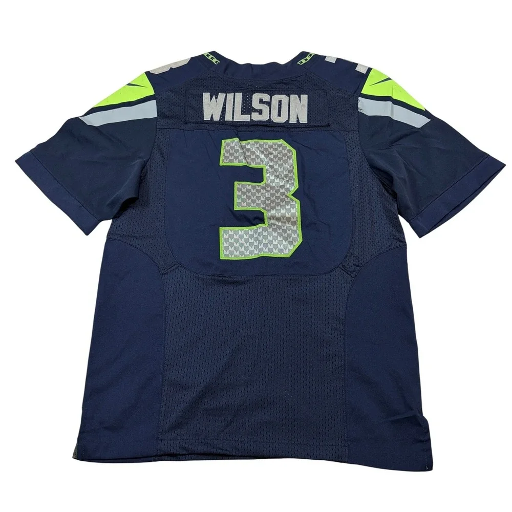 Nike Seattle Seahawks Russell Wilson 3 Jersey Mens 40‎ Navy  Green NFL Football